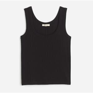 Madewell (Re)generative Cotton Ribbed Scoopneck Tank Sz M Black Supima Pullover